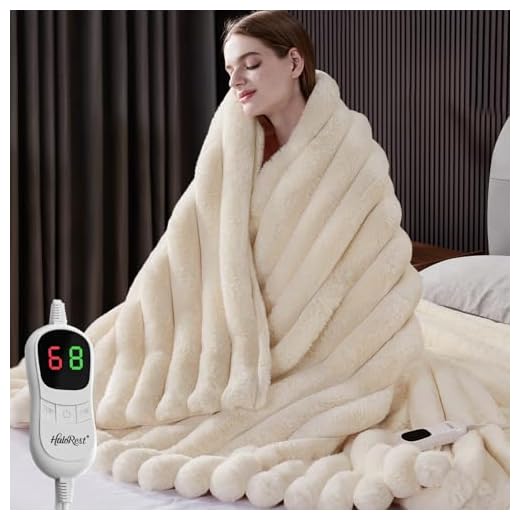HaloRest Cozy Heated Faux Fur Throw Blanket