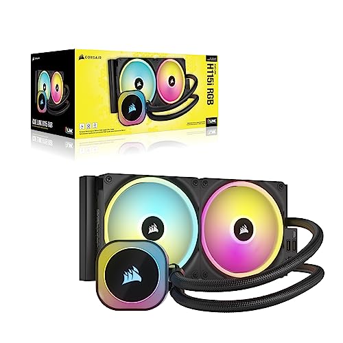 CORSAIR iCUE Link H115i RGB Liquid CPU Cooler - 280mm AIO - Ventilateurs QX140 RGB - Convient à Intel® LGA 1700, AMD® AM5 - Hub Système iCUE Link Inclus - Noir