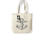  Fairtrade Stoffbeutel: Anker, Schiff, Seemann; Baumwolltasche, Beutel, Shopper, Umhängetasche, Farbe natur