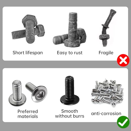 M6 x 35mm 20Pcs Tête plate hexagonale vis de bouchon, vis de tête de chaussettes, 304 Acier inoxydable Surface zinc noir plaqué, filetage complet, pour meubles, bureaux, garages, avec hexagone