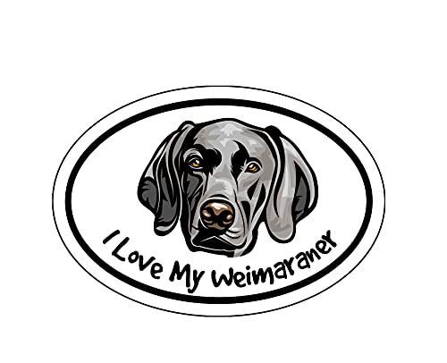 WickedGoodz I Love My Weimaraner Vinyl Decal - Dog Breed Bumper Sticker - for Laptops Windows Cars Trucks