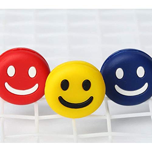 SaiDian 5 Pcs Silicone Shock Absorber Funny Cartoon Smiling Tennis Racket Racquet Vibration Dampener Shock Absorber Yellow