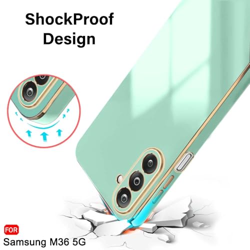 Image of TheGiftKart Luxurious Golden-Plated Back Cover Case for Samsung Galaxy M36 5G / F36 5G | Raised Lips for Camera & Screen Protection | Shockproof Design | Stylish Back Cover Case (TPU, Green)
