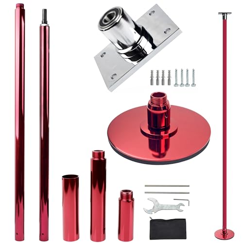 PRIORMAN Permanent Dance Pole with Fixed Plate Dancing Pole for Home Dance Pole with Ceiling Mount and Extension Accessories More Safety and Stability (Claret Red)