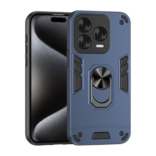 ILING Funda para ZTE Blade V70 Vita, Ultradelgado Mate Armor Carcasa con 360 Anillo Soporte Dura PC y Silicona TPU Bumper Antigolpes Cubierta Case (Azul)