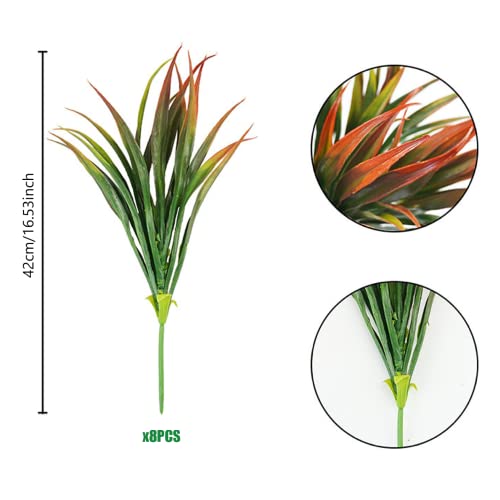 Nirelief Artificial Spring Grass Outdoor Plastic Plants Faux Grass Plant Faux Shrubs For Outdoor Garden Home Decoration 8Pcs Red #TOP3