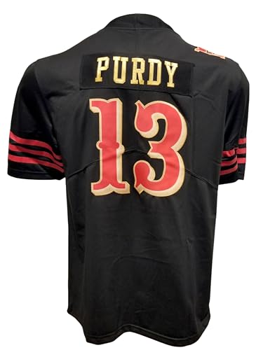 Custom Stitched Brock Purdy Adult Black Jersey NO Logos (US Alpha X-Large Regular Black)