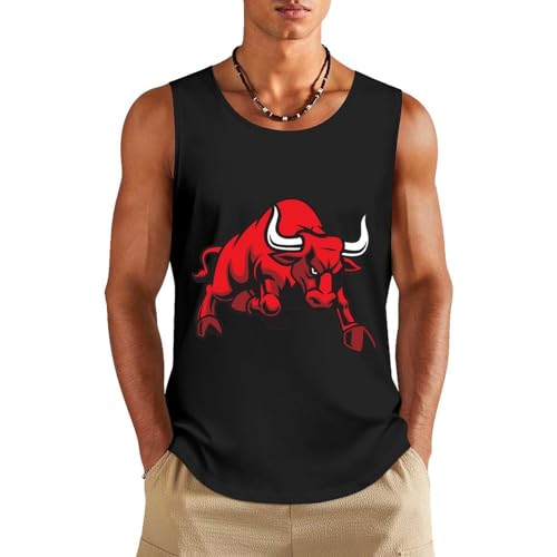 Angry Bull Men's Workout Tank Top Gym Muscle Tee Fitness Sleeveless T Shirt Beach Graphic Tops