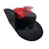 HINAYOSAN Sombrero Fedora para hombre, para invierno, otoño, elegante, para adultos, de fieltro, para iglesia, jazz, con decoración de plumas, para tomar fotos, Negro, 2-3