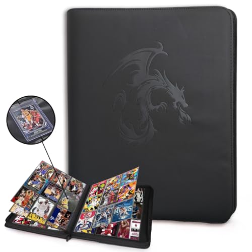 Image of Toploader Binder 9 Pocket, Holds 360 Toploaders,Trading Card Album for MTG /TCG Trading Cards & Sports Cards in 3x4'' (Black)