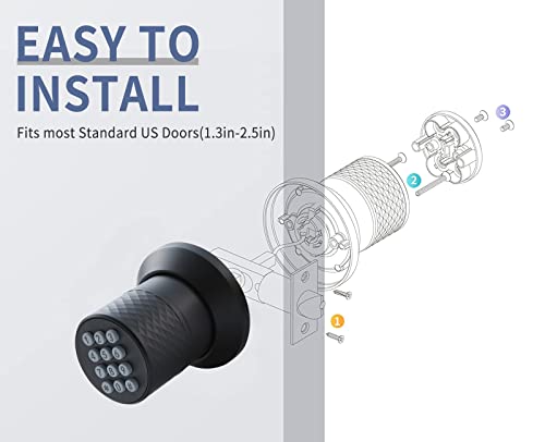 Mesaidfamiy Keyless Entry Door Lock With Keypad -Smart Digial Door Knob-Anti Pry Code Door Knob With 2 Keys-Auto Lock-Easy Installation (Matte Black) #TOP7