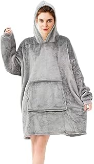 Oversized Blanket Hoodie for Men & Women,Thick Flannel Blanket with Sleeves and Giant Pocket Super Soft Warm Cozy Wearable Sweatshirt Hoodie for Adults