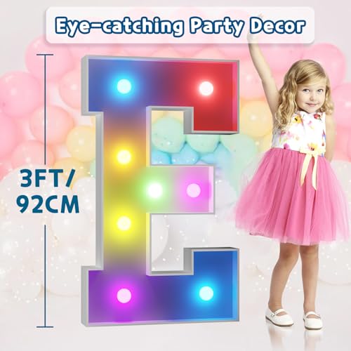 Image of Imprsv Colorful 3FT Marquee Letters E, 18 Colors Large Light up Letters