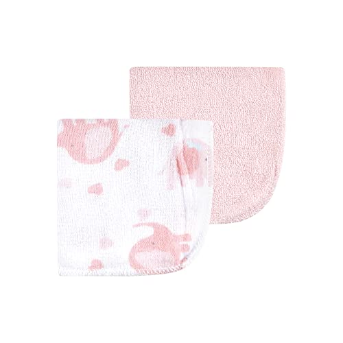 Image of Luvable Friends Unisex Baby Cotton Rich Washcloths, Girl Basic Elephant, One Size
