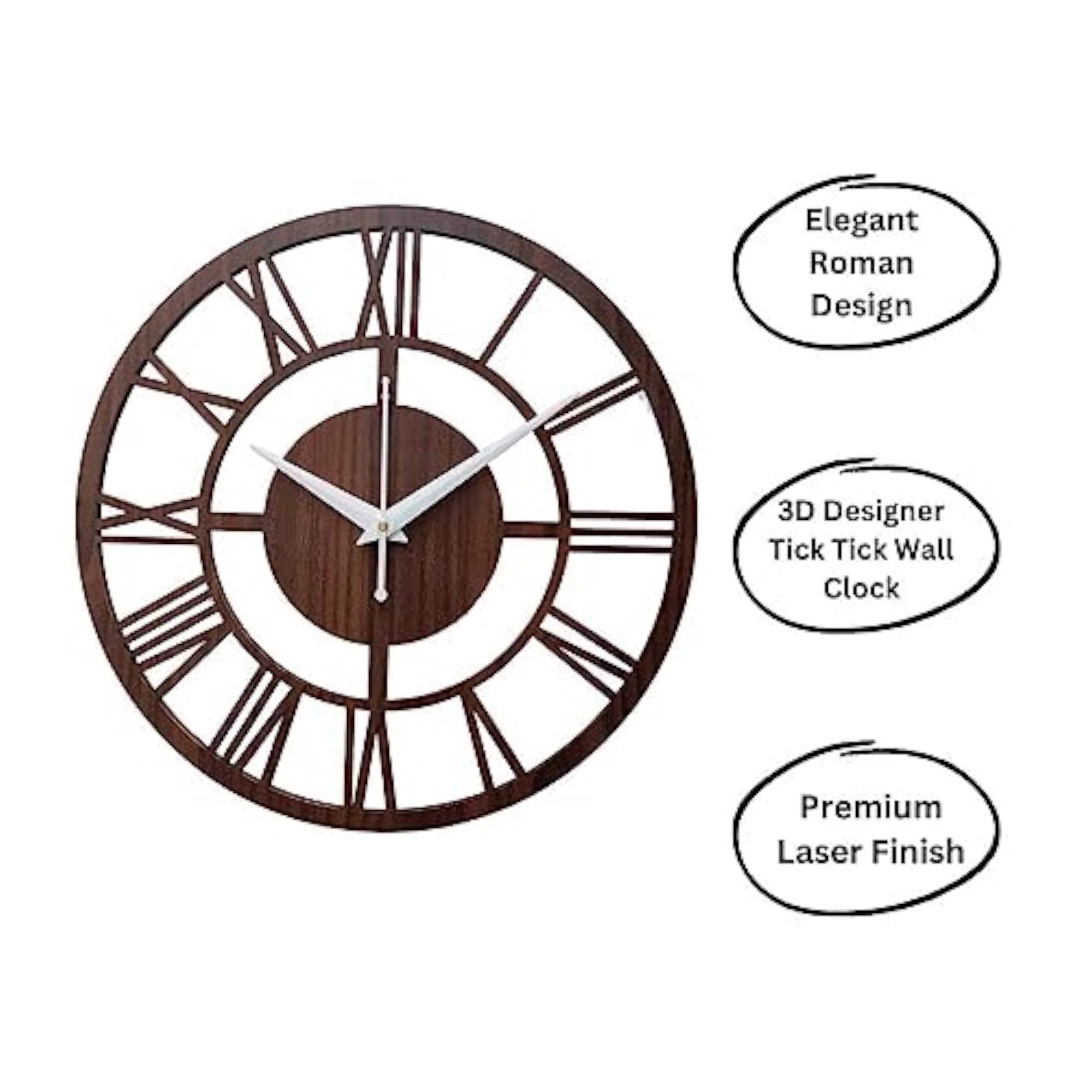 Wooden Brown Designer Analog Wall Clock, 12 Inch