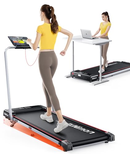 6 in 1 Folding Treadmill with 7% Incline, RUNIMON Walking Pad Treadmills for Home Foldable, 2.5HP Under Desk Running Pad Walk Pads Treadmill 1-12KM/H with LED Display, Magnetic Remote&APP Control