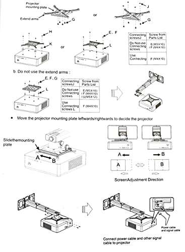 Nc Projector Wall Mount With Universal Mounting ,Telescopic Bracket Hanger,33Lbs Load Capacity,High-Precision Adjustable: (12.8’’-29.13’’),White,(Tyyzj02) #TOP7