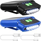 Mudder 2 Pieces LED Clip on Cap Lights USB Rechargeable Cap Flashlight Clip Waterproof Bright Hat Flashlight Headlamp for Fishing Camping Hand Work (Black,Blue)