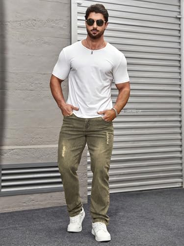 Image of URBAN POCKETS Jeans for Men | Distressed Denim Pants with Slim Tapered Fit & Washed Look (Comfort-Tarry-U06-U07)