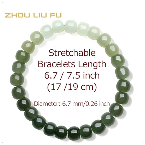 Green Jade Beaded Bracelet Green Bead Stretch Bracelets Natural Nephrite Beads Adjustable Dainty Jewelry for Women Her Anniversary Birthday2