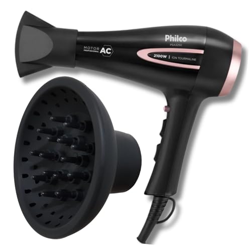Secador de Cabelo Profissional PSA3250 2100W Íon Tourmaline com Difusor de Cachos - 220v