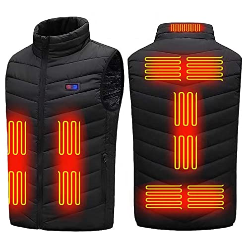 Beheizte Weste für Herren Damen, Wärmeweste mit 3 Stufen Wärmeeinstellungen, 11 beheizte Zonen, USB Aufladung Beheizbare Jacke für Outdoor Motorrad Camping (Ohne Akku) Cover