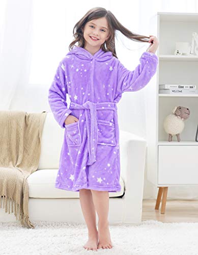 Image of Doctor Unicorn Soft Hooded Rainbow Bathrobe Sleepwear for Girls