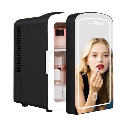 Iceblue Mini Fridge, Skincare Fridge with Dimmable LED Light Mirror, 4 Liter /6 Cans Small...