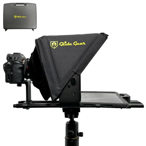 Glide Gear TMP 500 Universal Video Camera Tripod Teleprompter 15mm Rails w/ Carry Case