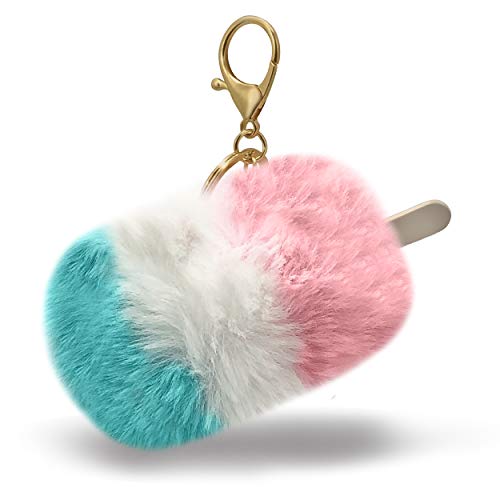 Kawaii Cotton Candy Sky Ice Cream Popsicle with Stick Fun Fuzzy Pom Summer
