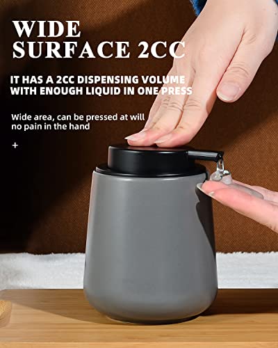 Image of BosilunLife Grey Lotion Dispenser - Modern Ceramic Soap Dispenser Bathroom 12 oz Bottles Lotion Hand Pump Dispenser Black Pump Dish Liquid Dispenser for Kitchen Hand Wash Dispenser