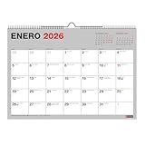 Miquelrius - Calendario 2026 de pared Basic, Organizador anual A4: 296 x 210 mm, Con espacio para anotar, Encuadernación espiral doble, Planificador...
