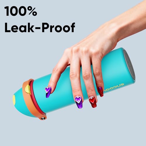 Image of Insulated Water Bottle with Straw - Encool Stainless Steel Water Bottle with Push Button Lid, Leak-Proof & BPA-Free, Keeps Cold for 24 Hours for Sports, Travel, Gym (32 oz, Cerulean Blue)