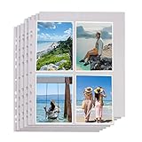 UNQMAG 100 Pack 400 Pockets A6 Photo Sleeves for A4 Ring Binder Albums,10x15cm/4x6inch Postcard Albums Top Loading Sheet Protector Photos Postcards