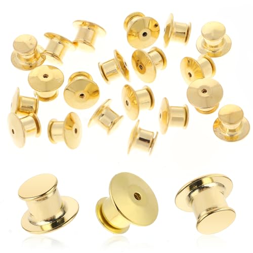 20 PCS Locking Pin Backs Metal Pin Backs Keepers Clasp Needle Back Enamel Pin Backs Gold Jewelry Making Pin Backs Clasp Lapel Pin Backs Locking for Crafts Badge Brooches Jewelry