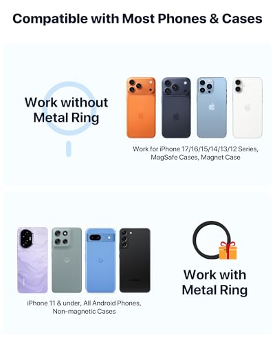 Image of miracase for MagSafe Car Mount【Strong Magnets】 Magnetic Phone Holder for Dashboard,360 Adjustable Car Phone Holder, Compatible with Garmin GPS iPhone Android and All Smartphones, Black