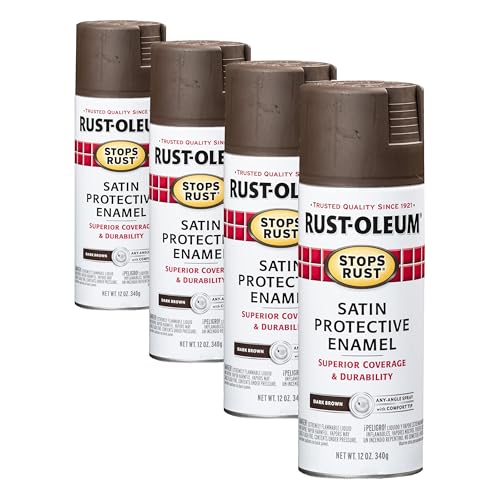 Image of Rust-Oleum 241239 Stops Rust Spray Paint, 12 oz, Satin Dark Brown (Pack of 4)