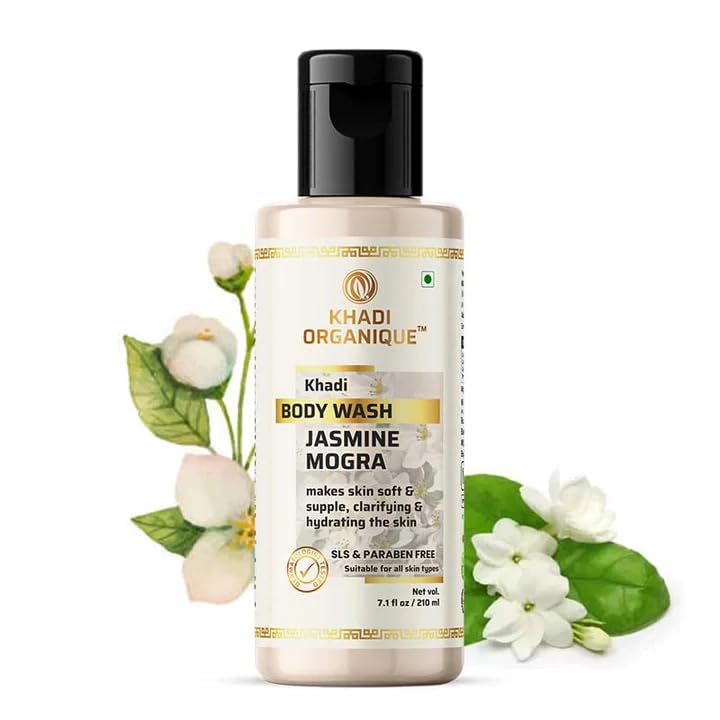 Image of Khadi Organique Jasmine Mogra Body Wash SLS & Paraben Free Luxurious Fragrance with Gentle Cleansing Nourishes and Refreshes Skin Daily, Suitable For All Skin Types Of Mens & Womens -210 ml.