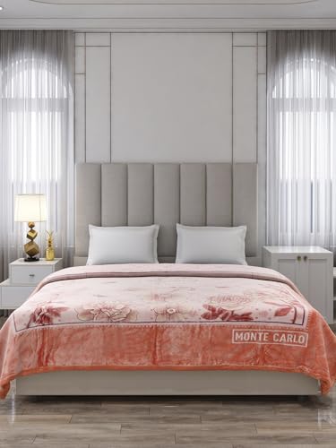 Image of Monte Carlo Double Bed Heavy Winter Blanket (160 X 220) Roman Plus 1 Ply Super Soft 550 GSM | 3 KG, (240x220 CM), Peach
