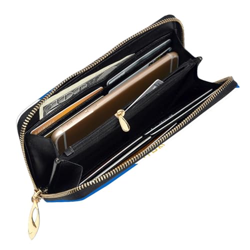 Flag of Nicaragua Leather Long Wallet, 12 Credit Card Slots, 3 Cash Slots, Coin Compartment, Unisex4