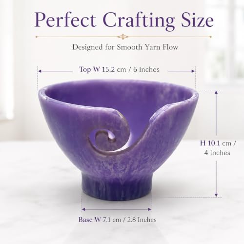 Image of Handcrafted Resin Yarn Bowl, Knitting Resin Storage Bowl, Crochet Kit Organizer. (Lavender Bloom)
