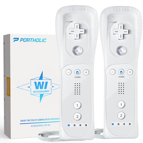 Image of PORTHOLIC Wii Remote Controller, 2 Packs Upgrade Wii Wireless Controller (White and White)
