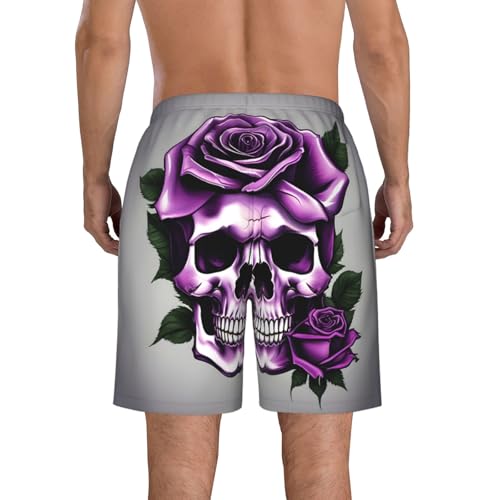 Purple Rose Skull Print Stylish Beach Shorts Swim Trunks Lightweight Breathable Summer Outdoor Activities3