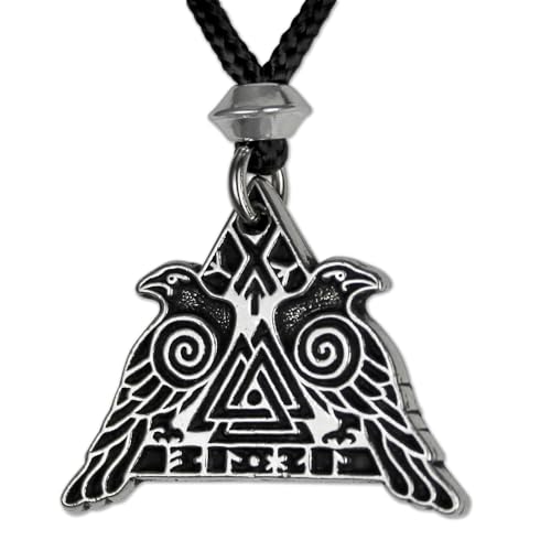 Pendentif Corbeau de Valknut en acier collier Odin Huginn et Muninn