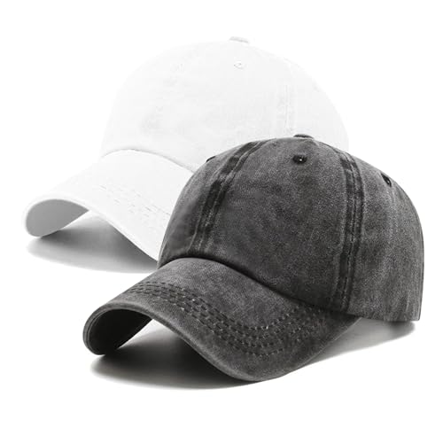 Image of PFFY 2 Packs Vintage Washed Distressed Baseball Cap Golf Dad Hat for Men Women