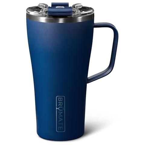 BrüMate Toddy 22oz 100% Leak Proof Insulated Coffee Mug with Handle & Lid - Stainless Steel Coffee Travel Mug - Double Walled Coffee Cup (Matte Navy) Cover