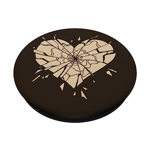 Damaged Broken Shattered Splintered Heart PopSockets Adhesive PopGrip, Black - Image 2