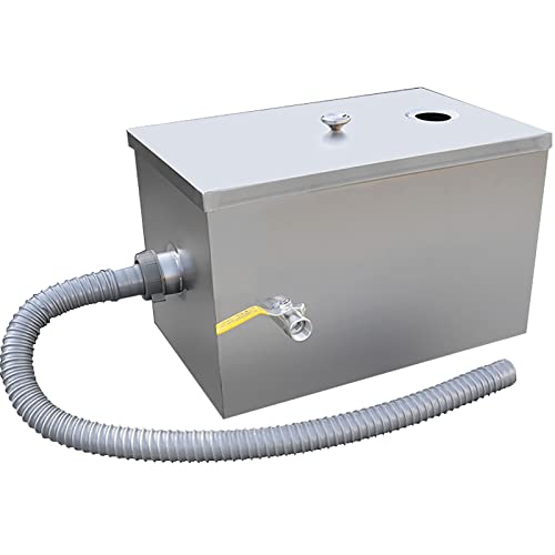 PROPFE Commercial Grease Interceptor, 0.7mm Thickness Stainless Steel Commercial Grease Trap, Under Sink Grease Trap for Restaurant Factory Home Kitchen (Size : 1 Water Intake)