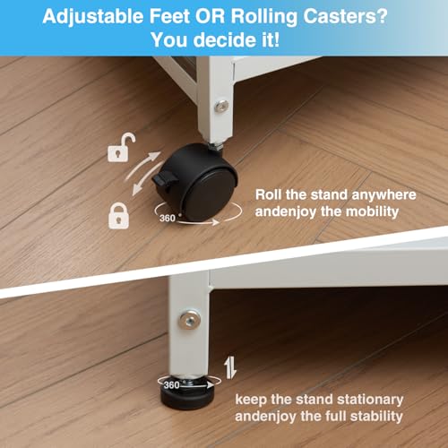 Image of Lauren&Harold 34'' Printer Stand with Power Outlets & USB Ports Grey /White