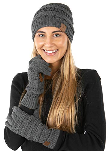 Funky Junque Beanie and Lined Glove Set - Charcoal